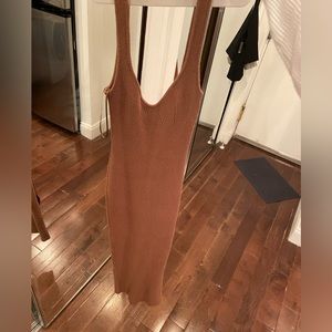 Brown knit midi dress